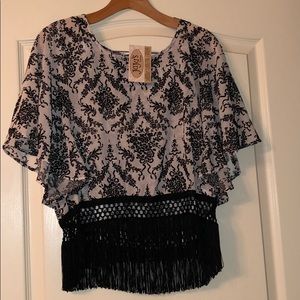 Cream and Black top with fridge bottom